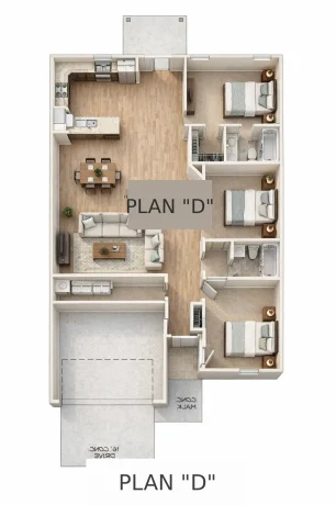 3bd, 2ba - Floor Plan D